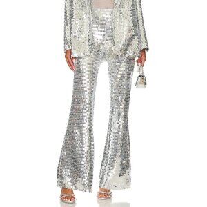 NWT Simon Miller Women's Sequin Robo Pants in Silver - Size 8 / Disco Fun Pants
